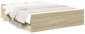 vidaXL Πλαίσιο Κρεβατιού με Συρτάρια Sonoma Δρυς 150x200εκ. Επεξ. Ξύλο