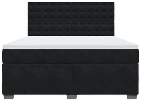 Κρεβάτι Boxspring με Στρώμα Μαύρο 180x200 εκ. Βελούδινο - Μαύρο