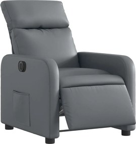vidaXL Πολυθρόνα Ηλεκτρική Ανακλινόμενη Γκρι από Συνθετικό Δέρμα