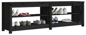 vidaXL Παπουτσοθήκη Μαύρη 160 x 36,5 x 50 εκ. από Μασίφ Ξύλο Πεύκου