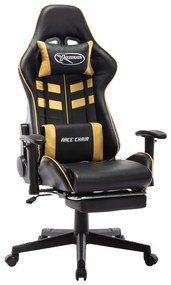 Καρέκλα Gaming με Υποπόδιο Μαύρο/Χρυσός από Συνθετικό Δέρμα - Πολύχρωμο