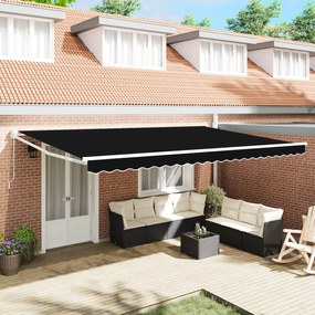 vidaXL Χειροκίνητη Ανασυρόμενη Τέντα Μαύρη 500x300 cm