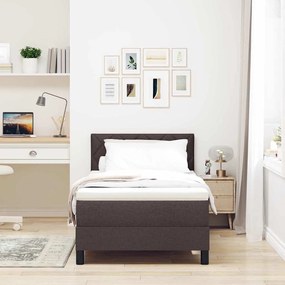vidaXL Κρεβάτι box spring με στρώμα Σκούρο Καφέ 100 x 200 cm ύφασμα