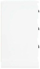 Κομοδίνο Γυαλιστερό Λευκό 39x39x67 εκ. από Επεξεργασμένο Ξύλο - Λευκό