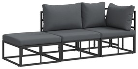 vidaXL Σετ Καναπέ Κήπου 3 pcs Μαύρο 211.5 x 71.5 x 71 εκ Αλουμίνιο
