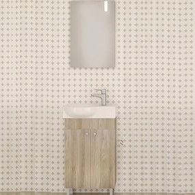 Drop Litos 45x32 Brown Oak - Έπιπλο Μπάνιου Με Νιπτήρα &amp; Καθρέπτη