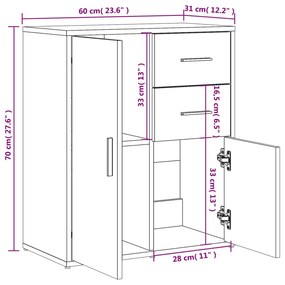 Βοηθητικό Ντουλάπι Καπνιστή Δρυς 60x31x70εκ. Επεξεργασμένο Ξύλο - Καφέ