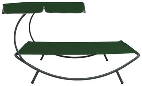 vidaXL Ξαπλώστρα - Κρεβάτι Διπλή Πράσινη με Σκίαστρο