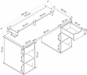 Γραφείο Λευκό AZER 150x60x75