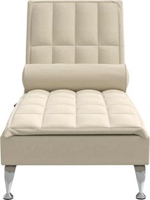 vidaXL Ανάκλιντρο Κρεμ Υφασμάτινο με Μαξιλάρι Στήριξης