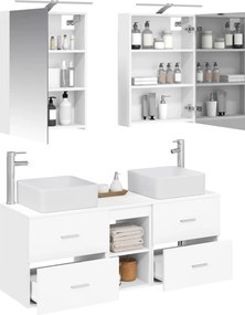 vidaXL Σετ Επίπλων Μπάνιου 5 pcs Λευκό Επεξεργασμένο Ξύλο και Γυαλί