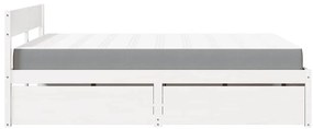 vidaXL Κρεβάτι με Συρτάρια+Στρώμα Λευκό 140x200 εκ. Μασίφ Ξύλο Πεύκου