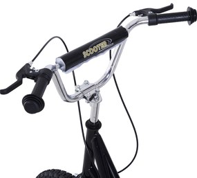 HOMCOM Παιδικό πατίνι 16/12 ιντσών πατίνι με φρένα πατίνι πόλης Kickboard παιδικό πατίνι για παιδιά 5+ ετών Μαύρο 135 x 58 x 92-100 cm