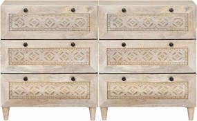 vidaXL Πλαϊνό γραφείο 2 pcs Λευκό 120 x 33,5 x 75 εκ Μασίφ ξύλο μάνγκο