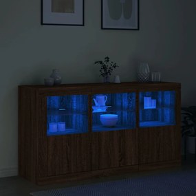vidaXL Μπουφές με LED Καφέ Δρυς 123 x 37 x 67 εκ.