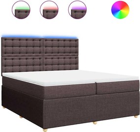 vidaXL Κρεβάτι Boxspring με Στρώμα Σκούρο Καφέ 200x200 εκ. Υφασμάτινο