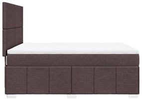 vidaXL Κρεβάτι Boxspring με Στρώμα Σκούρο Καφέ 140x200 εκ Υφασμάτινο