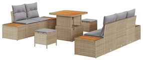 vidaXL Σετ Καναπέ Κήπου με μαξιλάρι 8 pcs Μπεζ Πολυ ράταν