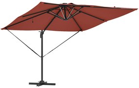 vidaXL Ομπρέλα Ρώμη με LEDs Τερρακότα 286x285x270 εκ Αλουμίνιο