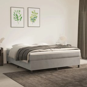 vidaXL Κρεβάτι Boxspring με Στρώμα Ανοιχτό Γκρι 160x200 εκ. Βελούδινο