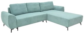 Kαναπές κρεβάτι τριθέσιος αναστρέψιμος Settee pakoworld ύφασμα με αποθηκευτικό χώρο σε σιέλ απόχρωση 286x204x93εκ