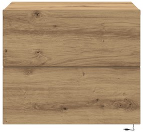 vidaXL Κομοδίνο με LED Τοίχου από Τεχνητό Δρυ 50x39x41 εκ