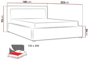 Κρεβάτι Pomona 102, Μονόκλινο, Γκρι, 120x200, Ταπισερί, Τάβλες για Κρεβάτι, 140x223x93cm, 75 kg | Epipla1.gr