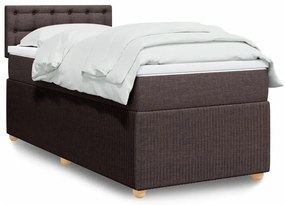 VidaXL Κρεβάτι Boxspring με Στρώμα Σκούρο Καφέ 90x190 εκ. Υφασμάτινο