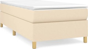 vidaXL Κρεβάτι Boxspring με Στρώμα Κρεμ 90x200 εκ.Υφασμάτινο