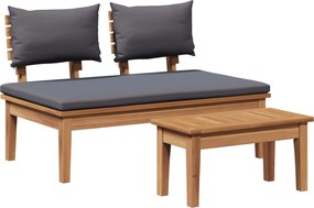 vidaXL Σετ Παγκάκι και Τραπέζι Κήπου 2 pcs Γκρι και Καφέ
