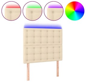 vidaXL Κεφαλάρι Κρεβατιού LED Κρεμ 80x5x118/128εκ. Υφασμάτινο