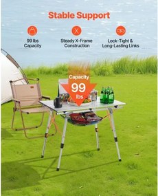 VEVOR Folding Portable Camping Table Aluminum Outdoor Picnic Table Mesh Layer