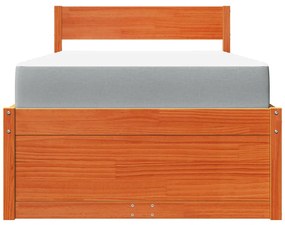 vidaXL Κρεβάτι με Συρτάρια+Στρώμα Καφέ 90x190 εκ. Μασίφ Ξύλο Πεύκου
