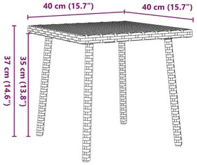 Κήπος Τραπέζι καφέ ορθογώνιο καφέ 40x40x37 cm Poly Rattan - Καφέ