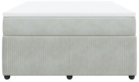 vidaXL Κρεβάτι Boxspring με Στρώμα Ανοιχτό Γκρι 140x190 εκ. Βελούδινο