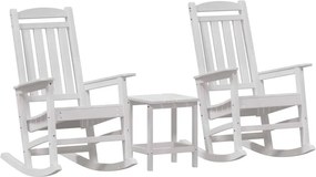 vidaXL Κουνιστή καρέκλα 3 pcs Λευκό Πολυαιθυλένιο