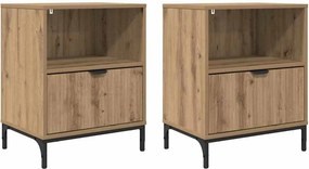vidaXL Κομοδίνο 2 τεμ. artisan δρυς 49 x 36 x 61 εκ Επεξεργασμένο ξύλο