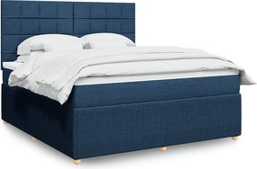 vidaXL Κρεβάτι Boxspring με Στρώμα Μπλε 180x200 εκ. Υφασμάτινο