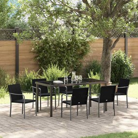 vidaXL Σέτ φαγητού για κήπο 7 pcs Μαύρο και Γκρι Ράτα PE