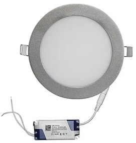 Adeleq Led Φωτιστικό Ψευδοροφής Αλουμινίου Στρογγυλό 12W 3000K 120° Ασημί 21-0121600
