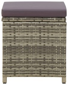 vidaXL Σκαμπό Κήπου 4 τεμ. Γκρι από Συνθετικό Ρατάν με Μαξιλάρια