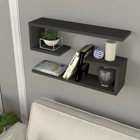 Ραφιέρα τοίχου Jenika Megapap 2 τεμαχίων χρώμα ανθρακί 60x14,5x18εκ.