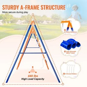 VEVOR Swing Sets for Backyard 6 in 1 Swing Set 440lbs Capacity Metal Swingset