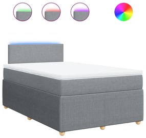 Κρεβάτι Boxspring με Στρώμα Ανοιχτό Γκρι 120x190 εκ. Υφασμάτινο - Γκρι