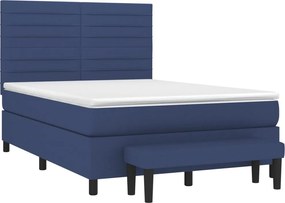 vidaXL Κρεβάτι Boxspring με Στρώμα Μπλε 140x200 εκ. Υφασμάτινο
