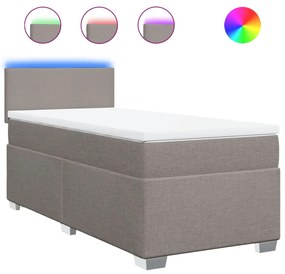 Κρεβάτι Boxspring με Στρώμα Taupe 90x200 εκ. Υφασμάτινο - Μπεζ-Γκρι