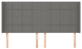 Κεφαλάρι με Πτερύγια Σκούρο Γκρι 183x16x118/128 εκ. Υφασμάτινο 3119595