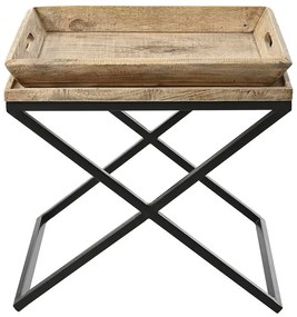Τραπέζι Με Δίσκο 76862 55x45x56cm Natural-Black