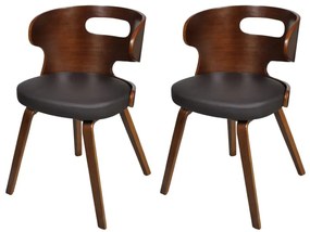 vidaXL Καρέκλες Τραπεζαρίας 2 τεμ. Καφέ από Συνθετικό Δέρμα