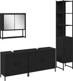 vidaXL Σετ Επίπλων Μπάνιου 4 τμχ. Μαύρο 33 x 33 x 185,5 εκ